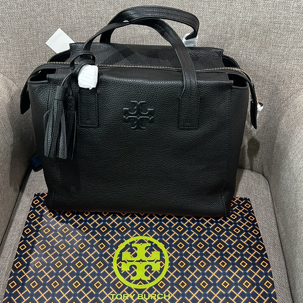 Tory Burch Leather Thea Slouchy Satchel Black